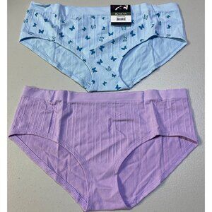 No Boundaries 2-Pack Seamless HIPSTER Panties XL Blue Butterfly & Lavender